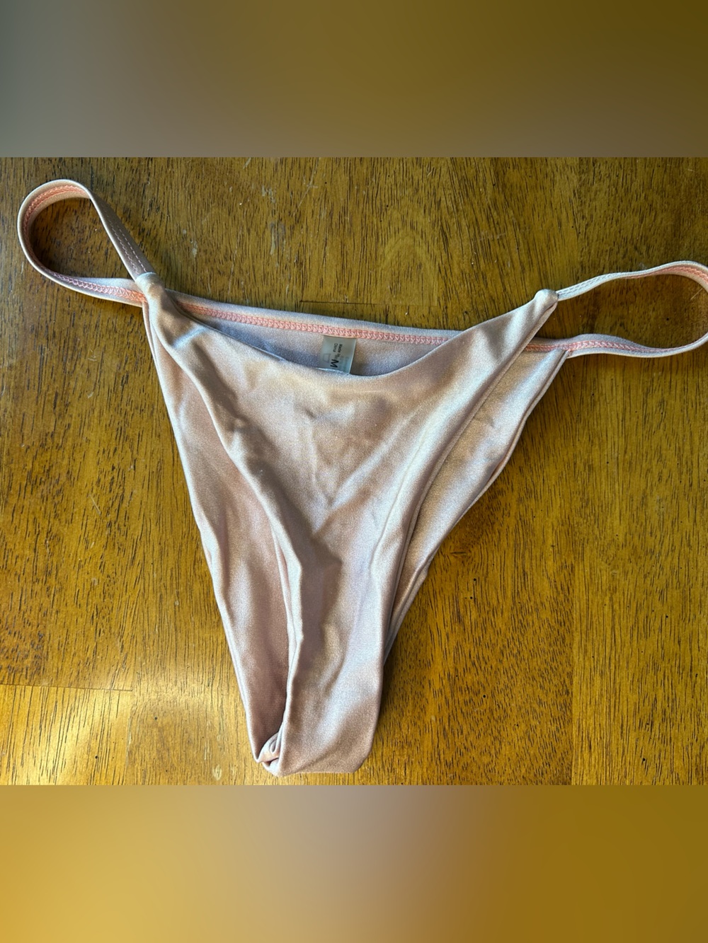 ZAFUL Pale Pink Shimmery Cheeky Bikini Bottom Summer Beach Sz 6